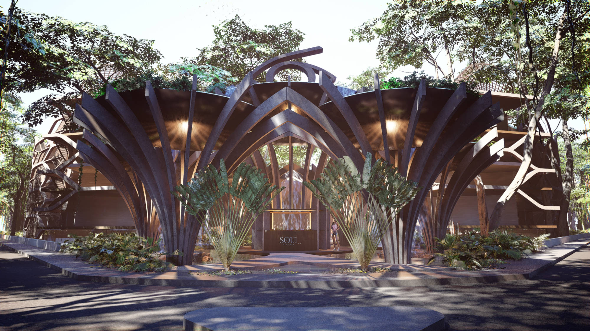 Soul Tulum surrealist entrance archway